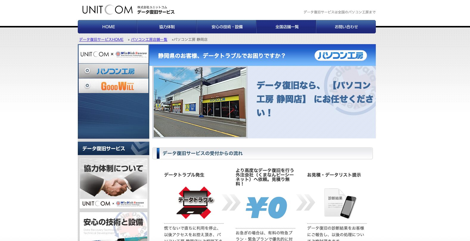 株式会社ユニットコム 静岡エリアのサポート窓口